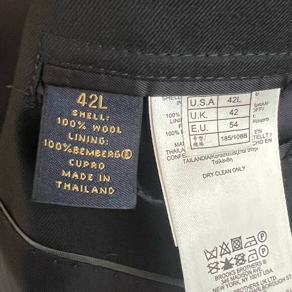 Brooks Brothers Men’s Navy Classic Wool Two Button Sportscoat Blazer Size 42L - Picture 7 of 13